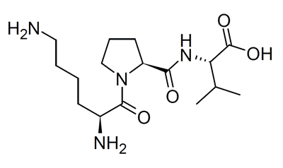 Chemical structure of KPV (Lys-Pro-Val) α-MSH 11-13 tripeptide