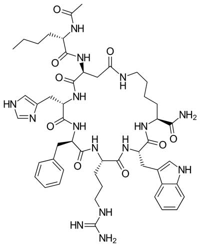 Melanotan II (MT-2) Chemical Structure - Cyclic Heptapeptide Ac-Nle-cyclo[Asp-His-D-Phe-Arg-Trp-Lys]-NH₂